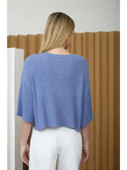 Cardi-Blue Short Sleeve Knit Cardigan