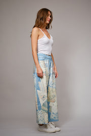 Granny's Quilt Patch Print Barrel Leg Jeans