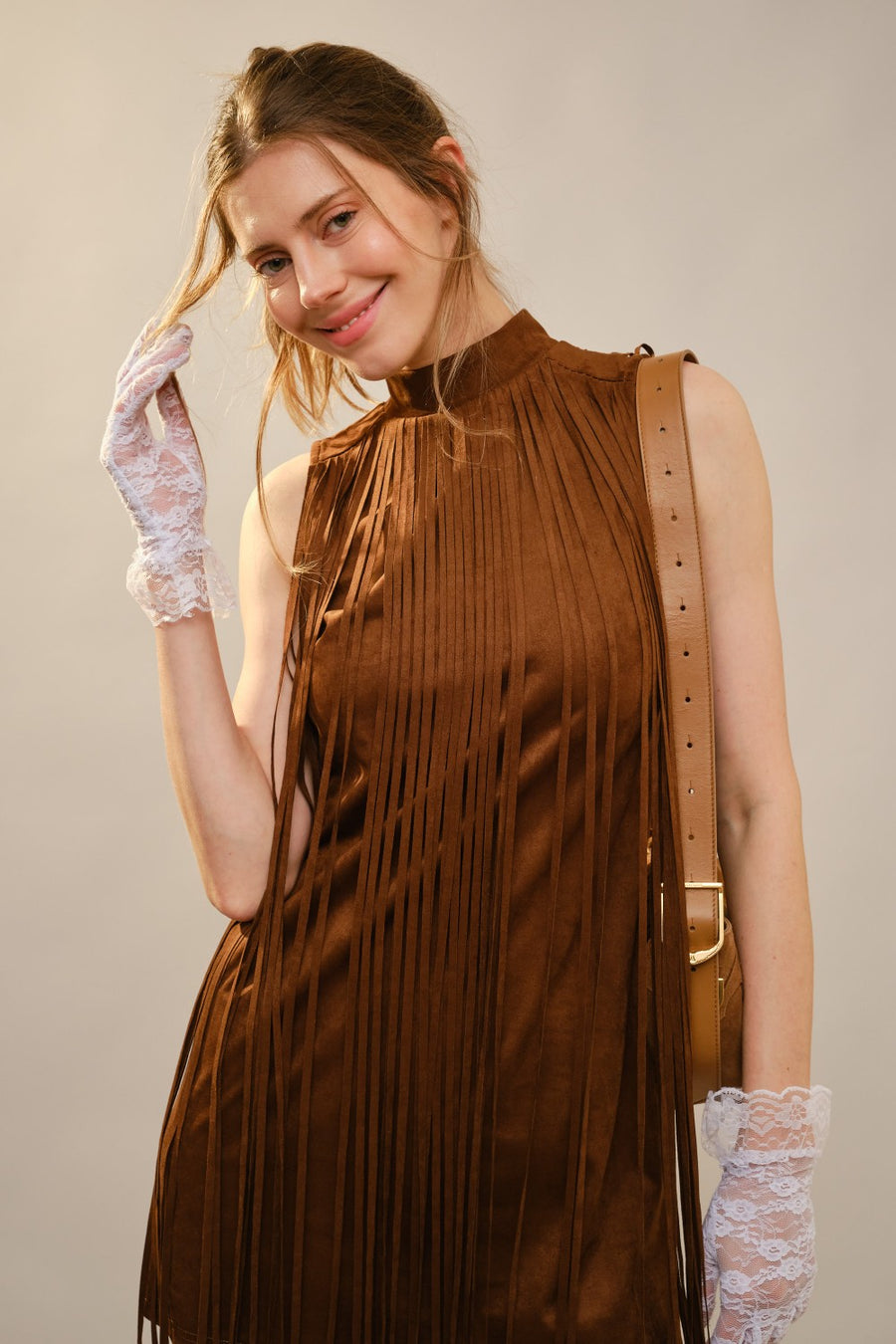 Nashville Star Suede Fringe Mini Dress