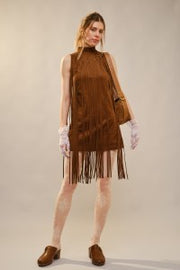 Nashville Star Suede Fringe Mini Dress