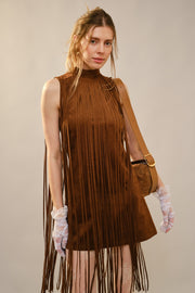 Nashville Star Suede Fringe Mini Dress