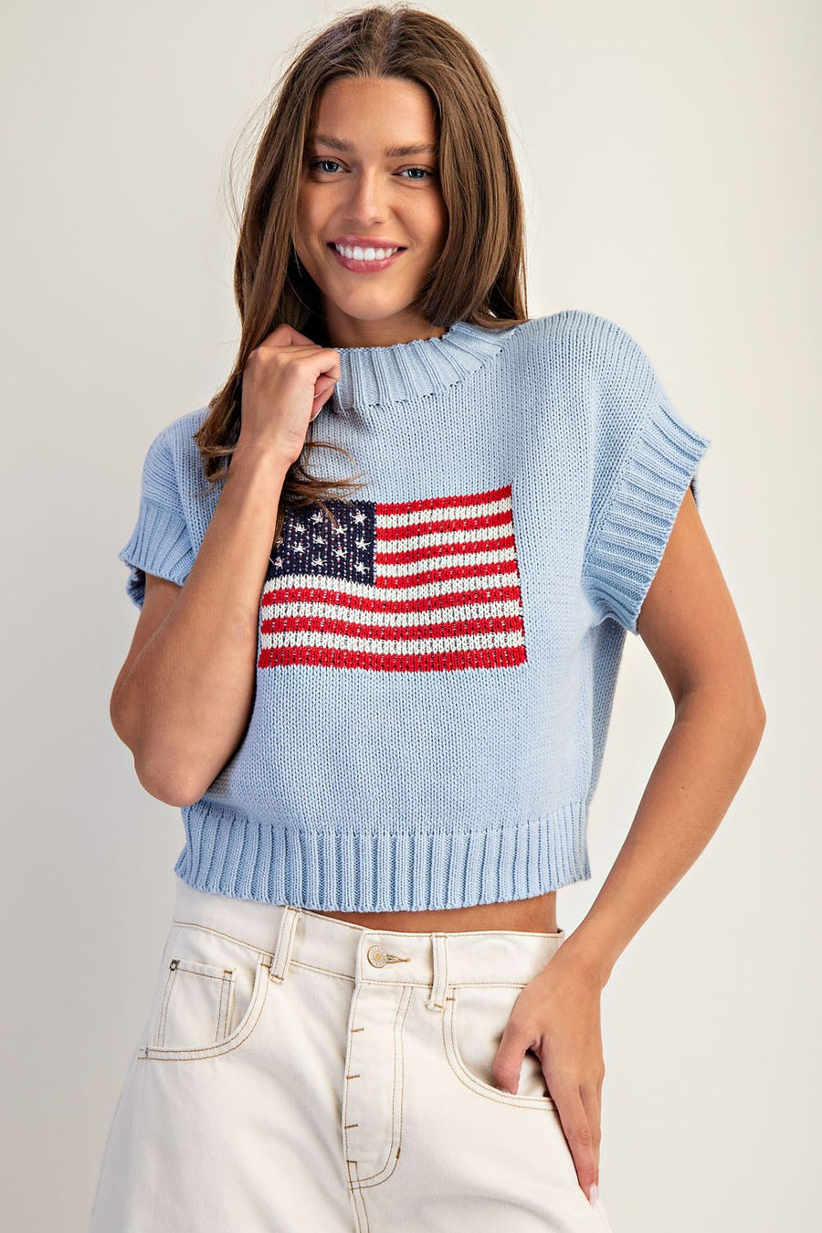 Americana Flag Mock Neck Sweater Top
