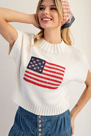 Americana Flag Mock Neck Sweater Top