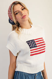 Americana Flag Mock Neck Sweater Top