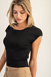 Peggy Scoop Neck Cap Sleeve Sweater Knit Top