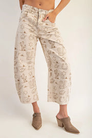 Lone Ranger Western Barrel Leg Crop Jeans