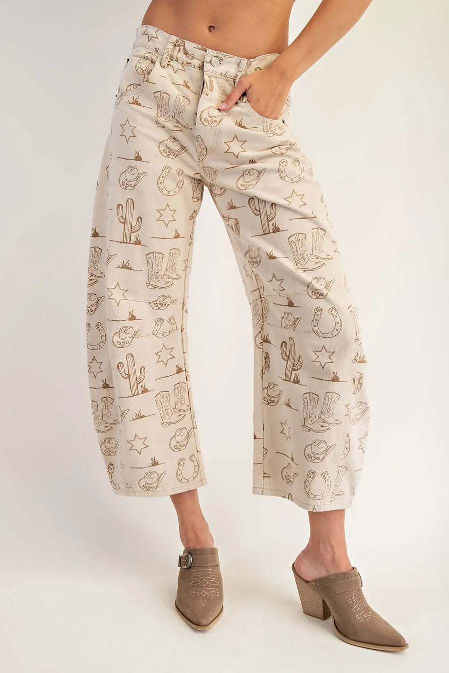 Lone Ranger Western Barrel Leg Crop Jeans