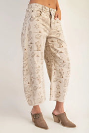 Lone Ranger Western Barrel Leg Crop Jeans
