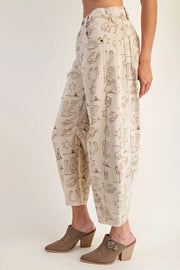 Lone Ranger Western Barrel Leg Crop Jeans
