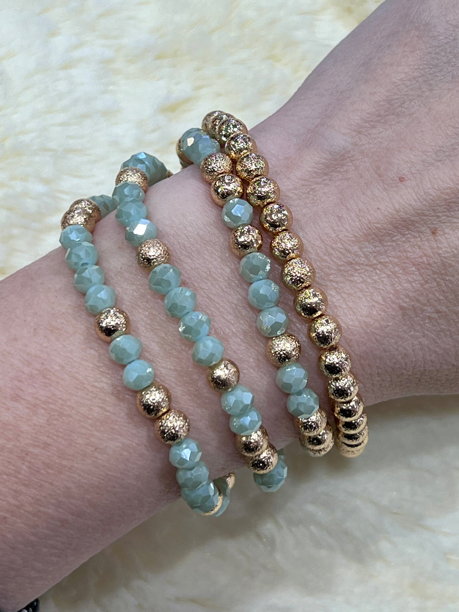 Meghan Browne Luda Mint Beaded Bracelet Set of 4