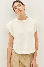 Joleigh Hi-Low Sweater Vest with Side Buttons