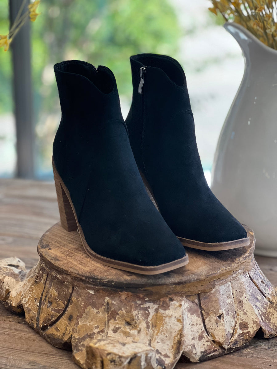 Bailey Square Toe Suede Black Ankle Boot