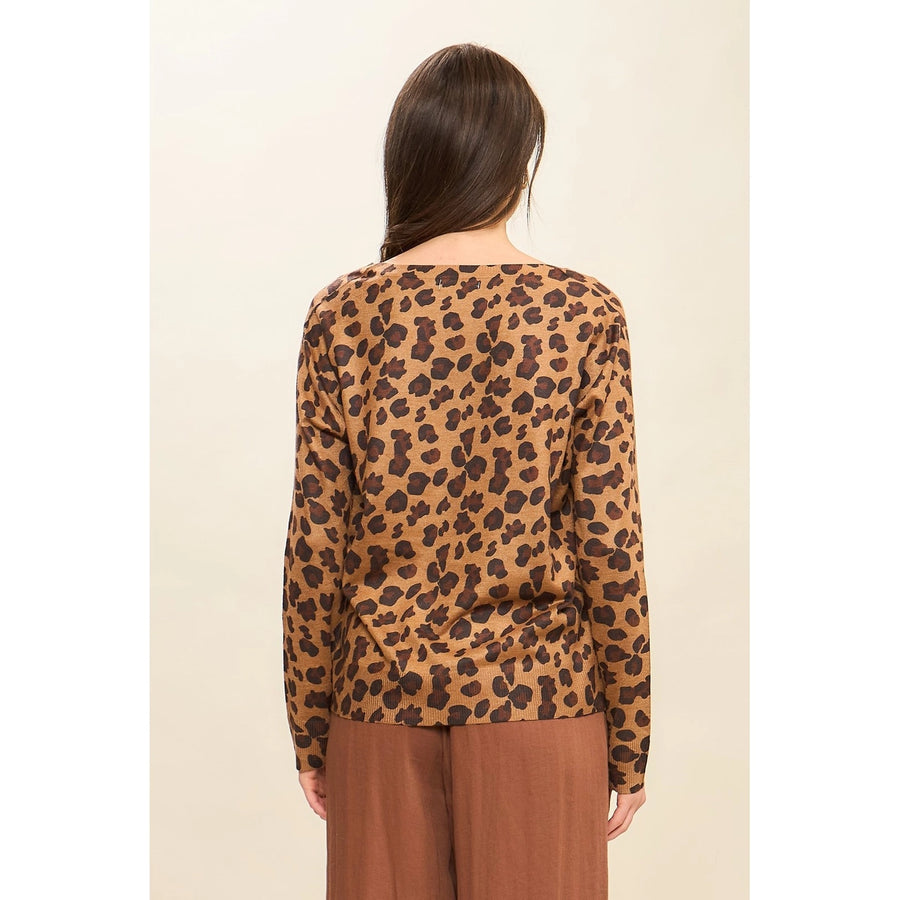 Leopard Spots V-Neckline Sweater