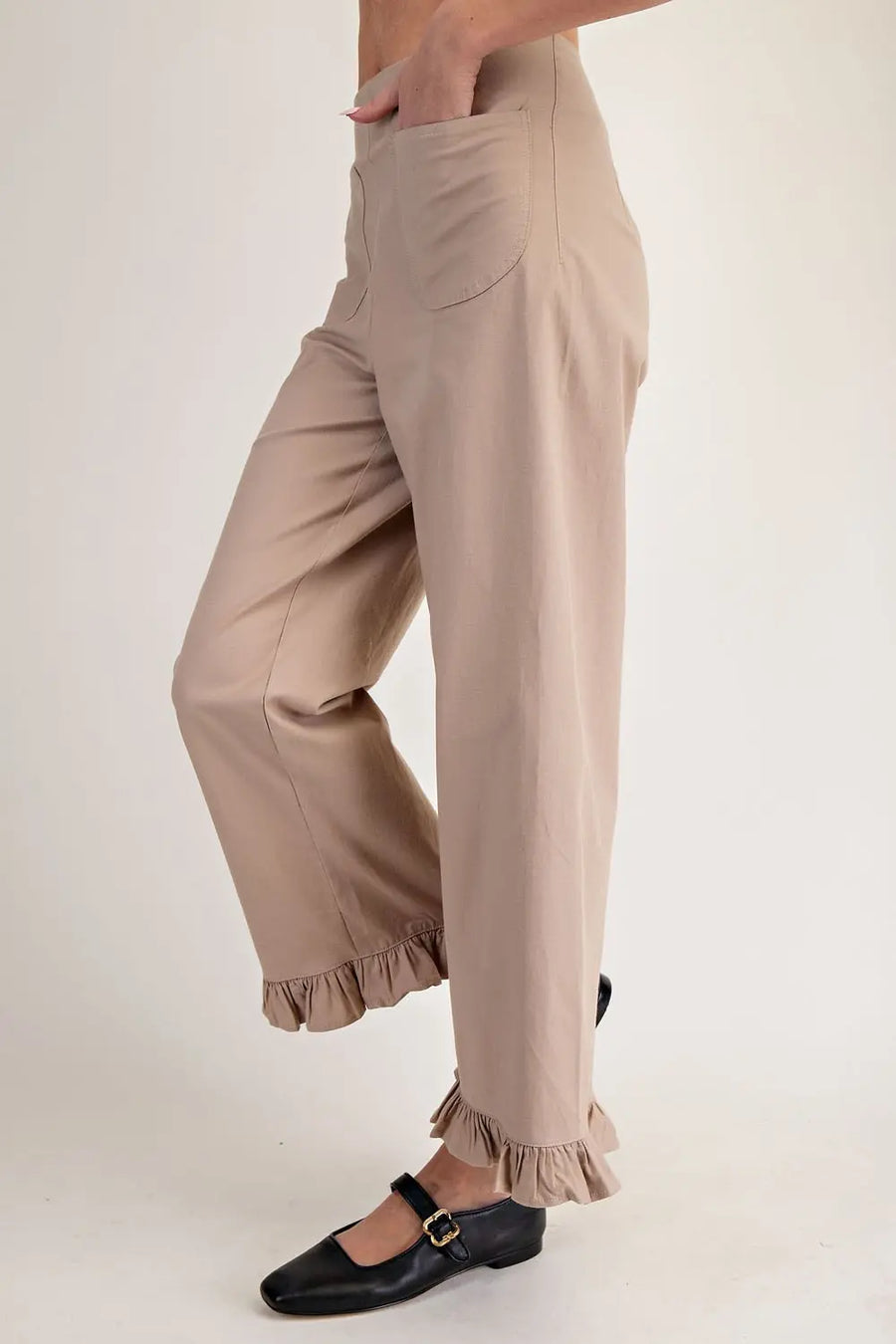 Kellie Straight Leg Ruffled Hem Pants