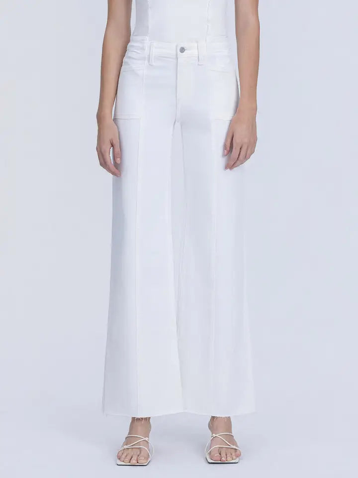 White Noise High Rise Stacked Waistband Wide Leg Jeans