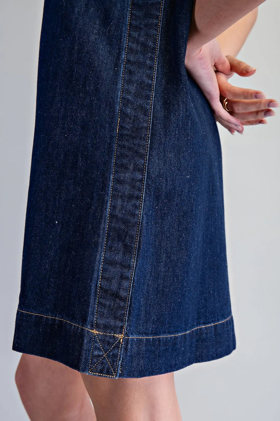 Trigger Sleeveless Denim Shift Mini Dress