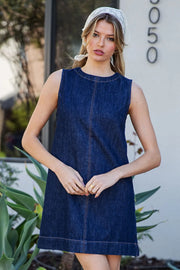 Trigger Sleeveless Denim Shift Mini Dress