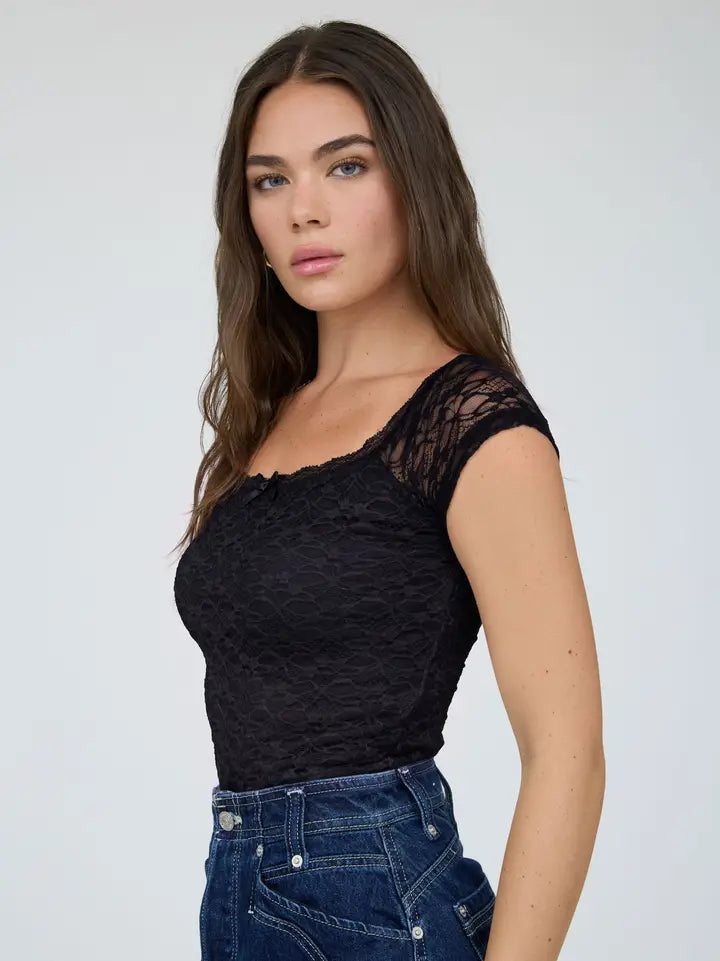 Kira Fitted Lace Knit Top