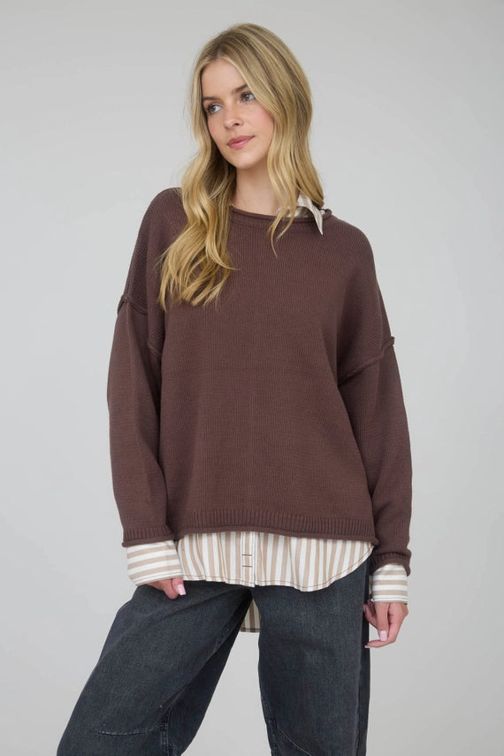 Bridgette Raw Edge Crew Neck Sweater