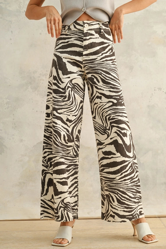 Zeb Zebra Print Wide Leg Pant