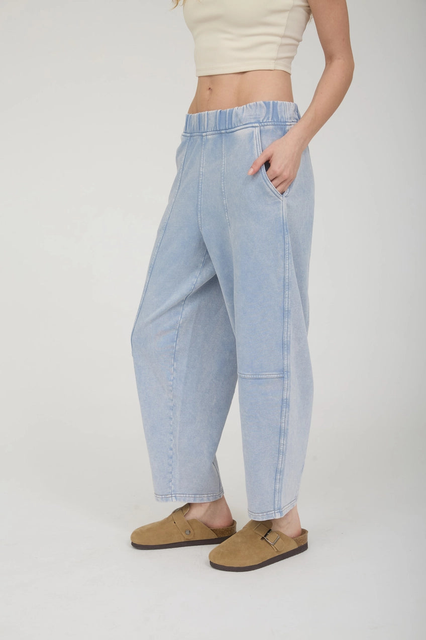 Kodi Mineral Washed Elastic Waist Barrel Jogger Pants