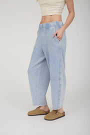 Kodi Mineral Washed Elastic Waist Barrel Jogger Pants