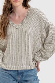 Ryanne V-Neck Long Sleeve Sweater Knit Top