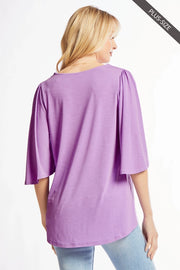 Cali Flutter Sleeve Solid Top