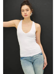 Nell V-Neck Racerback Basic Knit Tank Top
