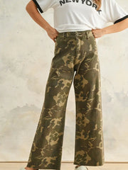 Military Wide Leg Olive Camo Pants