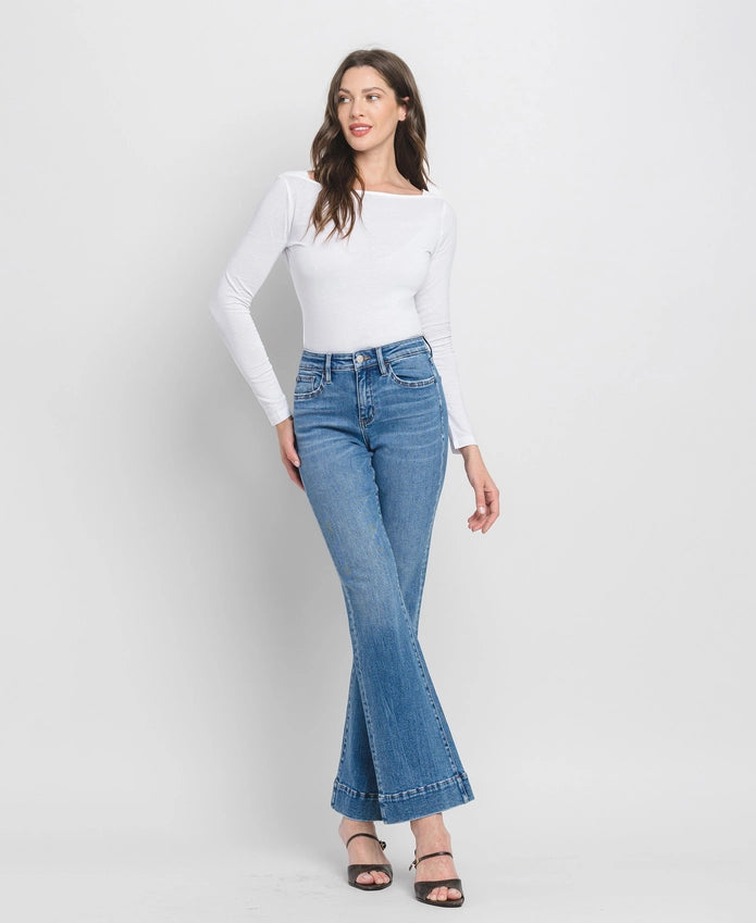 Gambler High Rise Trouser Hem Relaxed Flare Jeans