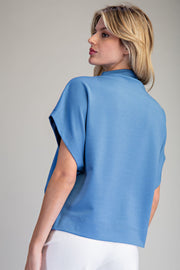 Bria Solid Colors Mock Neck Short Sleeve Top