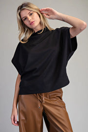 Bria Solid Colors Mock Neck Short Sleeve Top