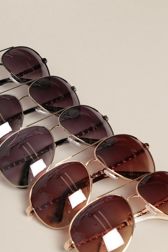 Cougar Classic Aviator Sunglasses with Mini Chain Detail