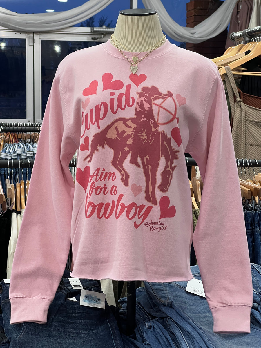 Cupid, Aim For A Cowboy Valentines Sweatshirt