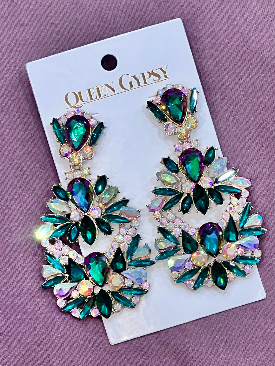 Carnival Queen Statement Crystal Mardi Gras Earrings by Queen Gypsy