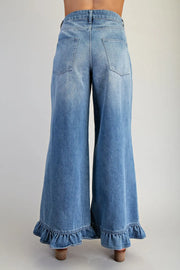 Maggie Mae Washed Denim Ruffle Hem Jeans