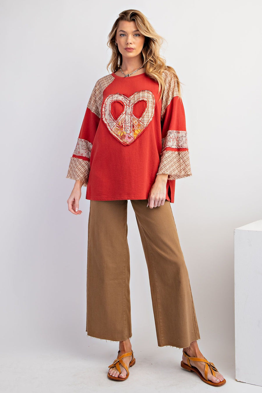 Romance Heart Mixed Patchwork Pullover