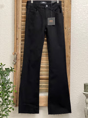 Flare Black Jean with Raw Cut Hem Detail