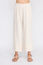 Cressy Wide Leg Tiered Hem Linen Pant