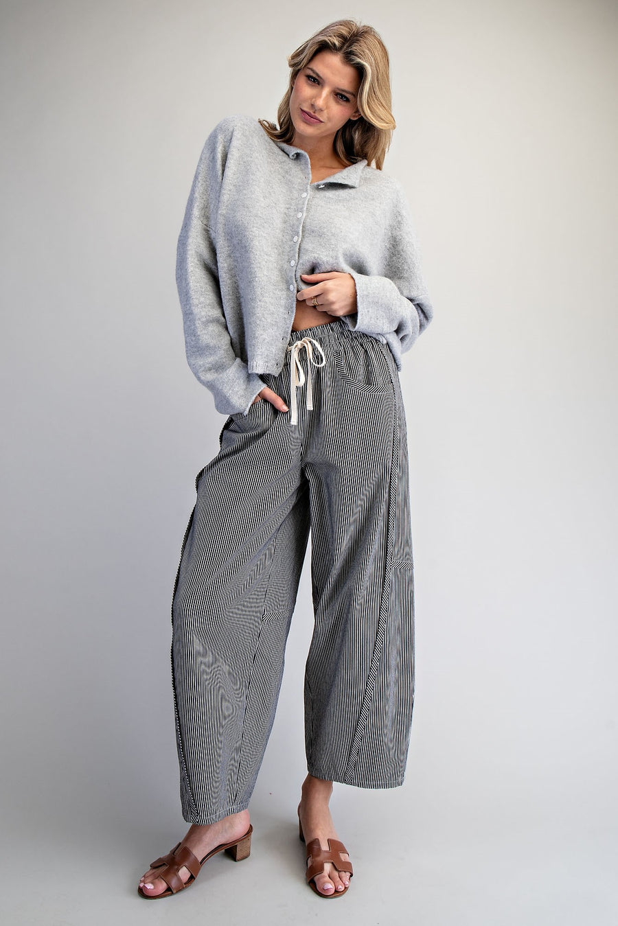 Shari Mini Striped Relaxed Barrel Fit Pants