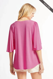 Cali Flutter Sleeve Solid Top