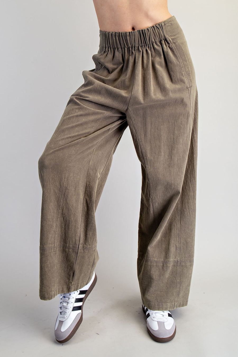 Millie Mineral Washed Elastic Waist Wide Pants