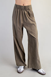 Millie Mineral Washed Elastic Waist Wide Pants