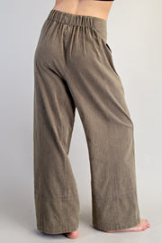 Millie Mineral Washed Elastic Waist Wide Pants