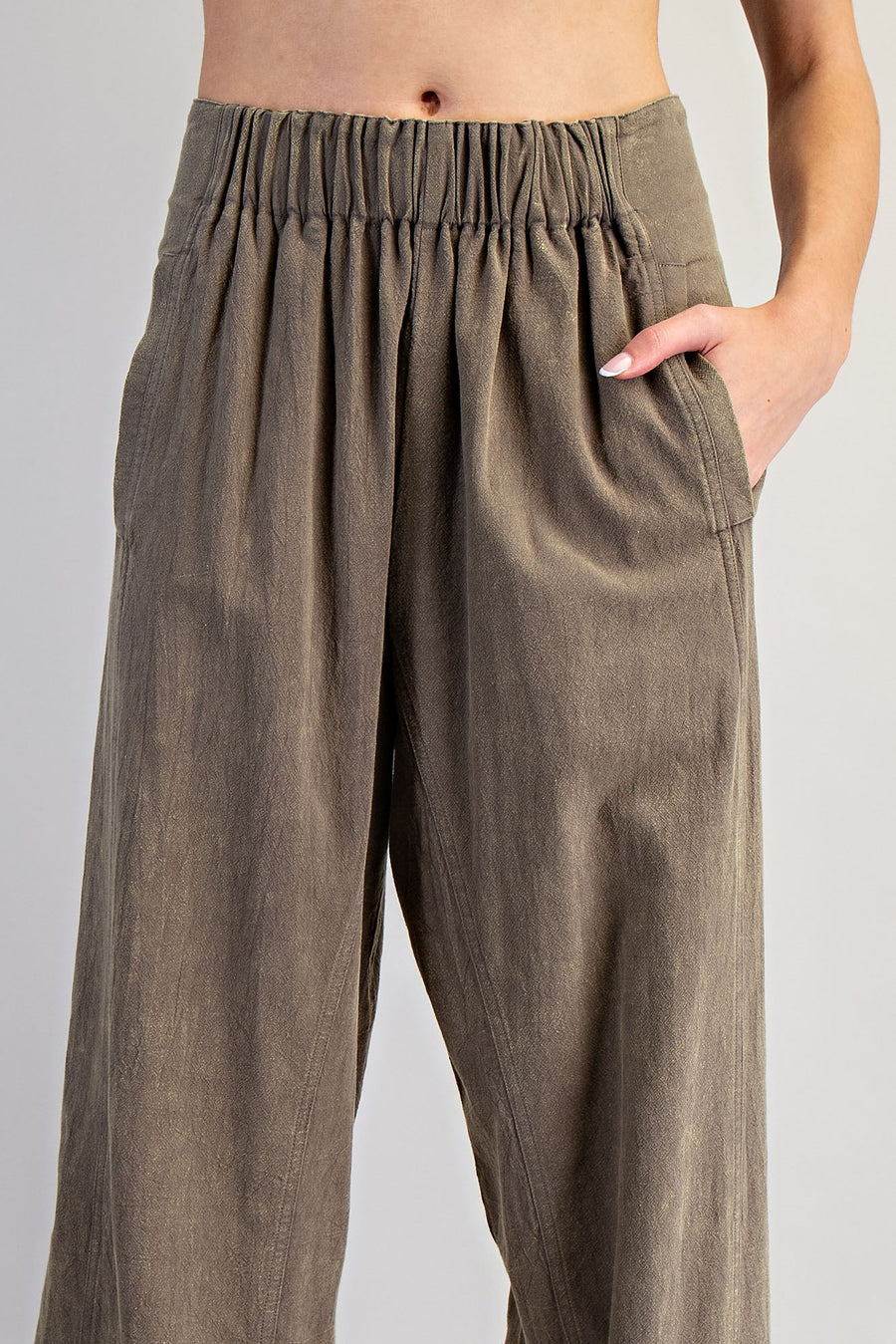 Millie Mineral Washed Elastic Waist Wide Pants
