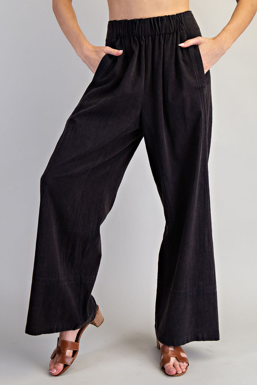 Millie Mineral Washed Elastic Waist Wide Pants