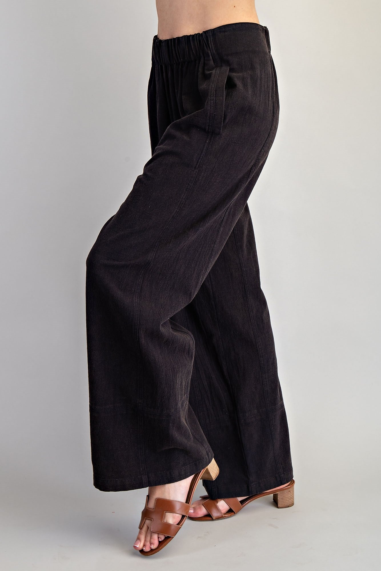 Millie Mineral Washed Elastic Waist Wide Pants