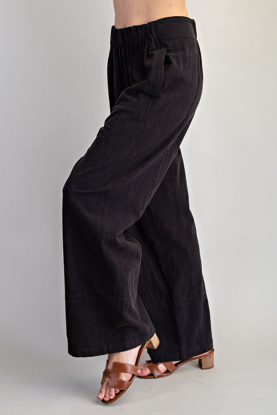 Millie Mineral Washed Elastic Waist Wide Pants