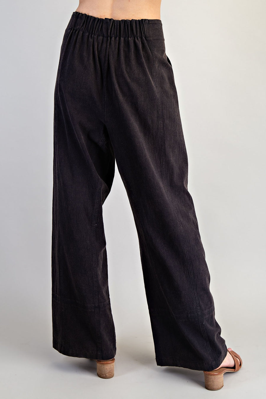 Millie Mineral Washed Elastic Waist Wide Pants